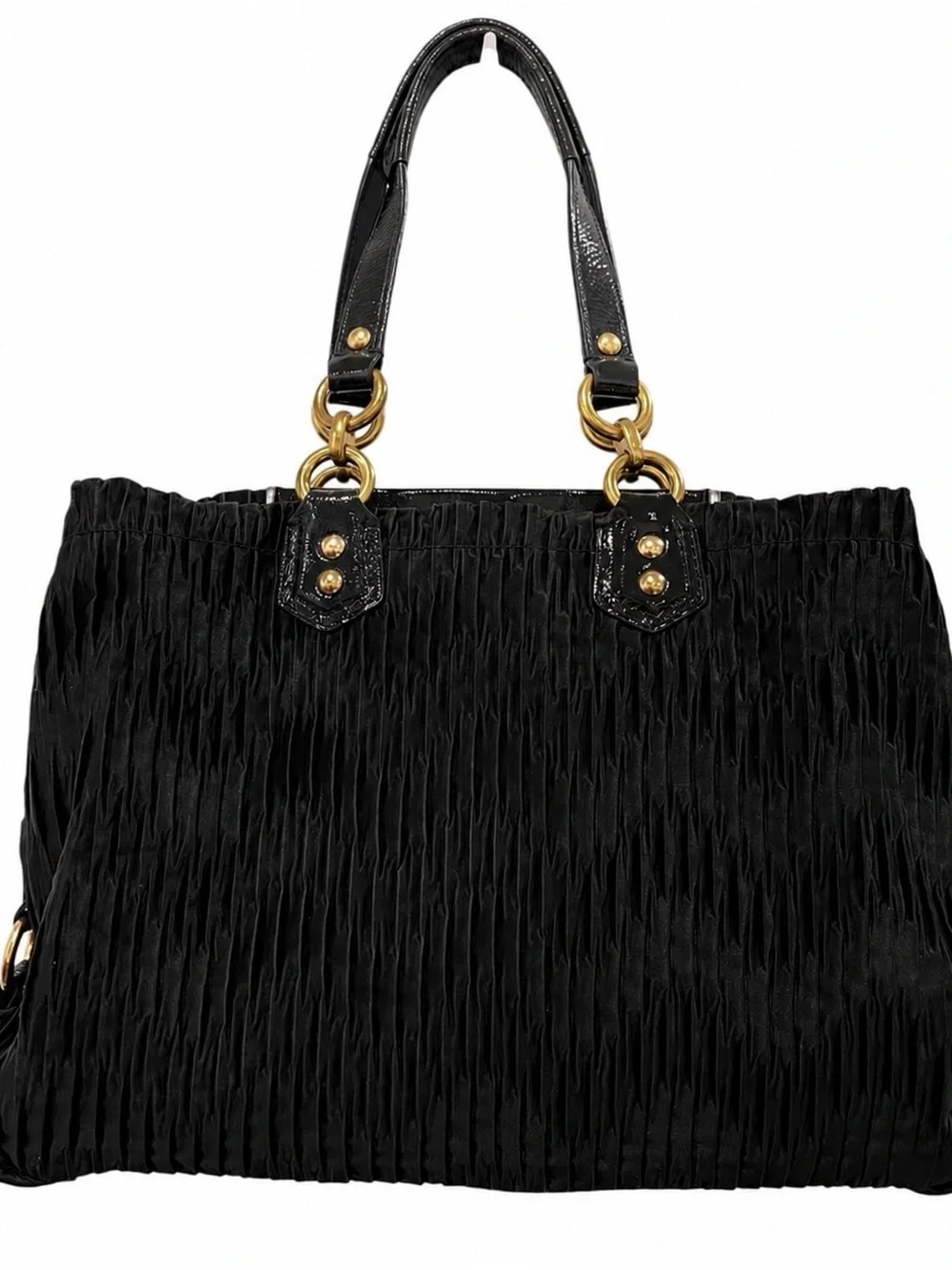 Coach Ashley Gathered Satin Satchel — Black